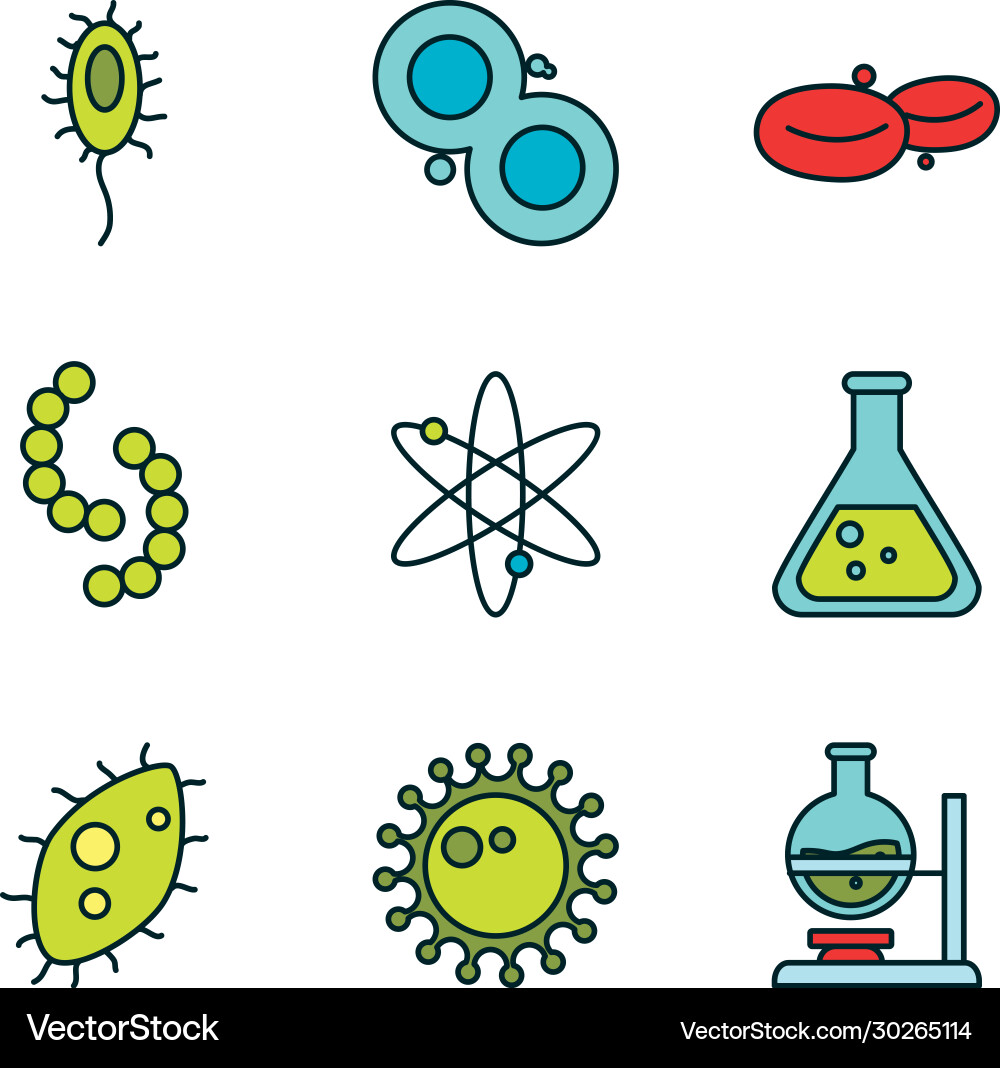 Isolated virus line and fill style icon set Vector Image
