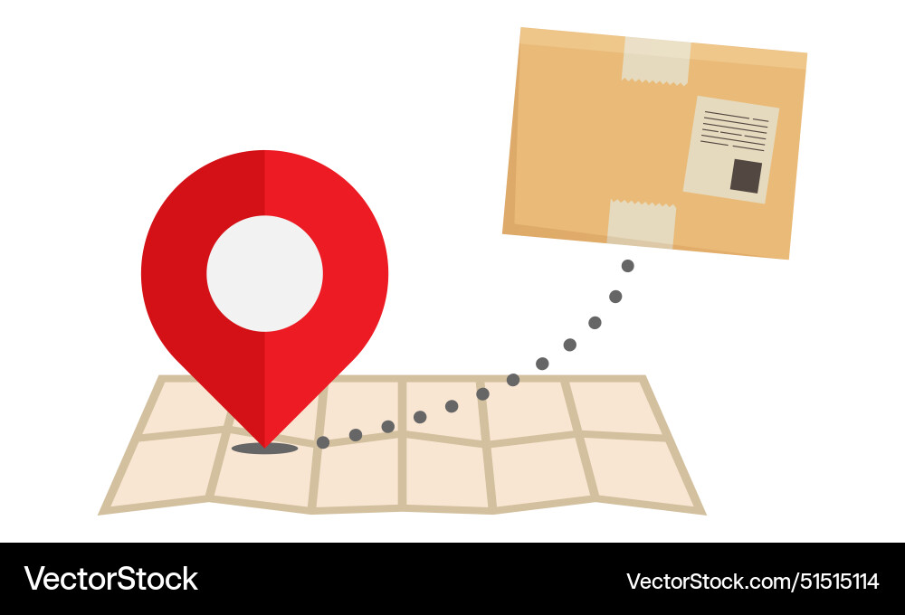 Location pointer on a paper map and box icon vector image