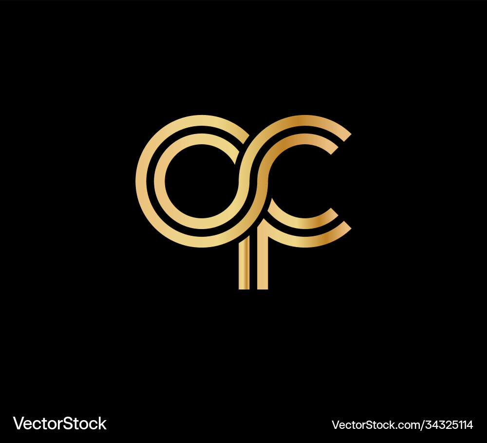 Lowercase letters q and c flat bound design Lowercase letters q and c flat bound design vector image