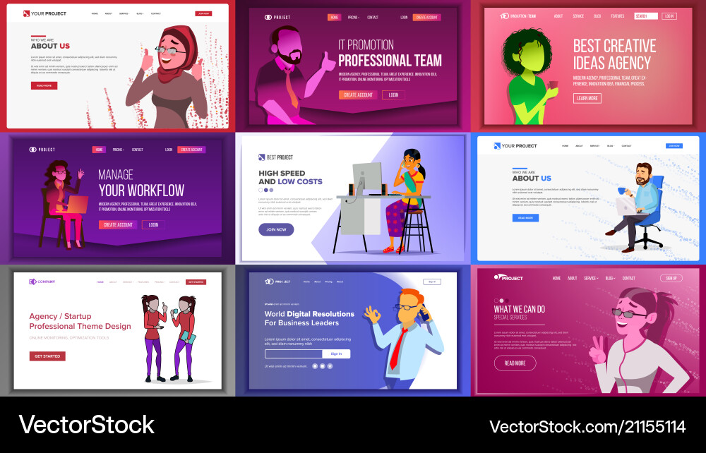 Main web page design website business Main web page design website business Vector Image