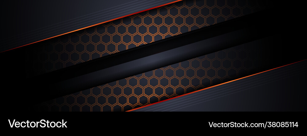 Modern tech dark background with orange shape Modern tech dark background with orange shape Vector Image