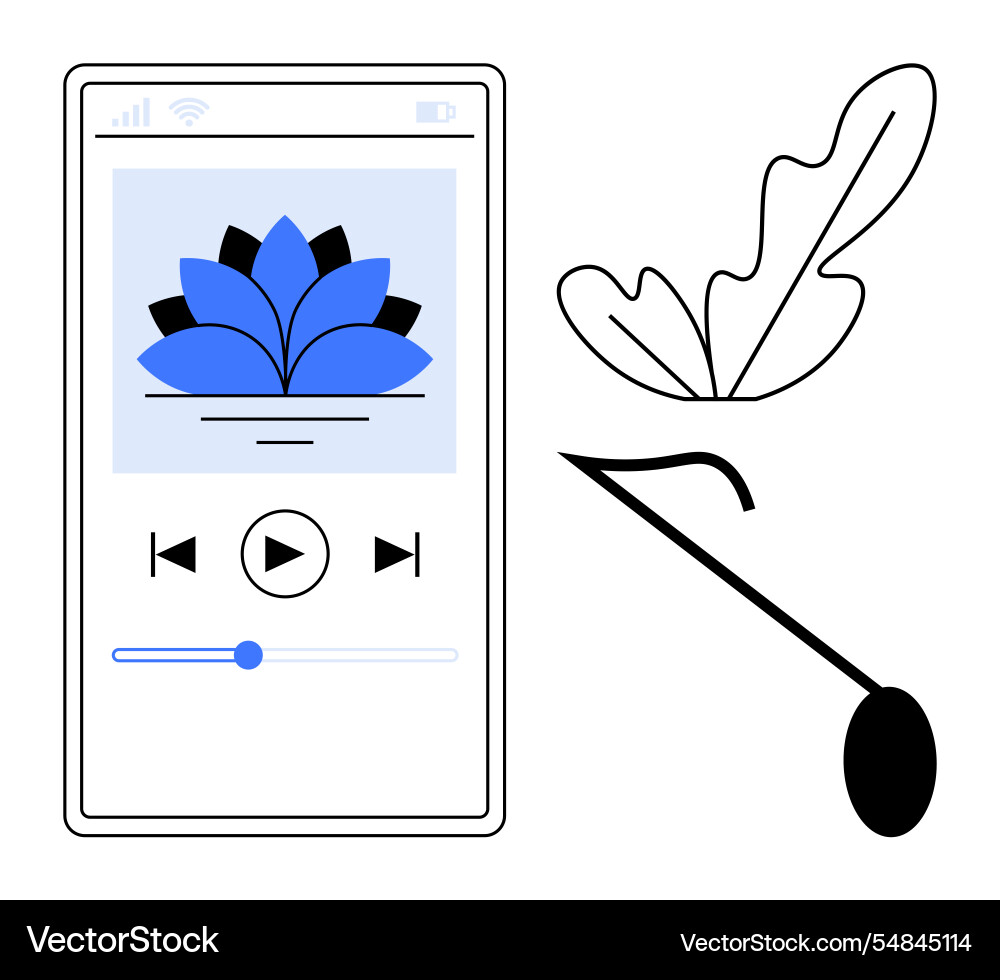 Music app interface with abstract leaf design Music app interface with abstract leaf design vector image