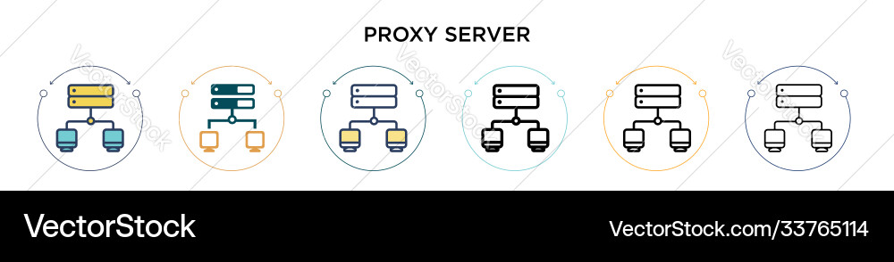 Proxy server icon in filled thin line outline Proxy server icon in filled thin line outline vector image