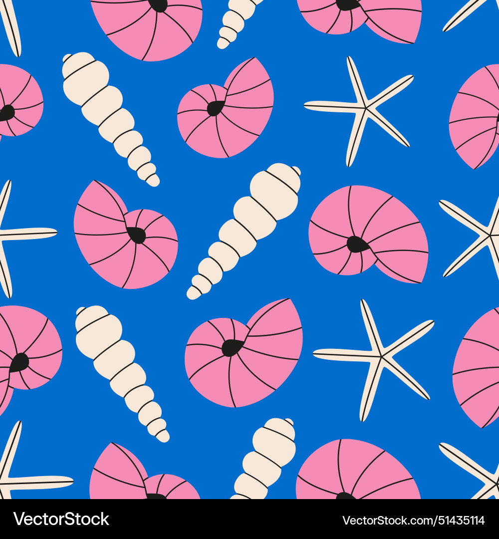 Seashells seamless pattern Seashells seamless pattern Vector Image