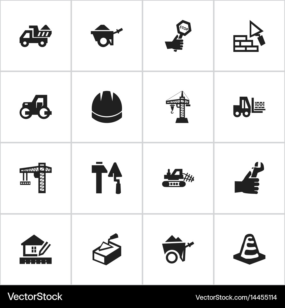 Set of 16 editable building icons includes vector image