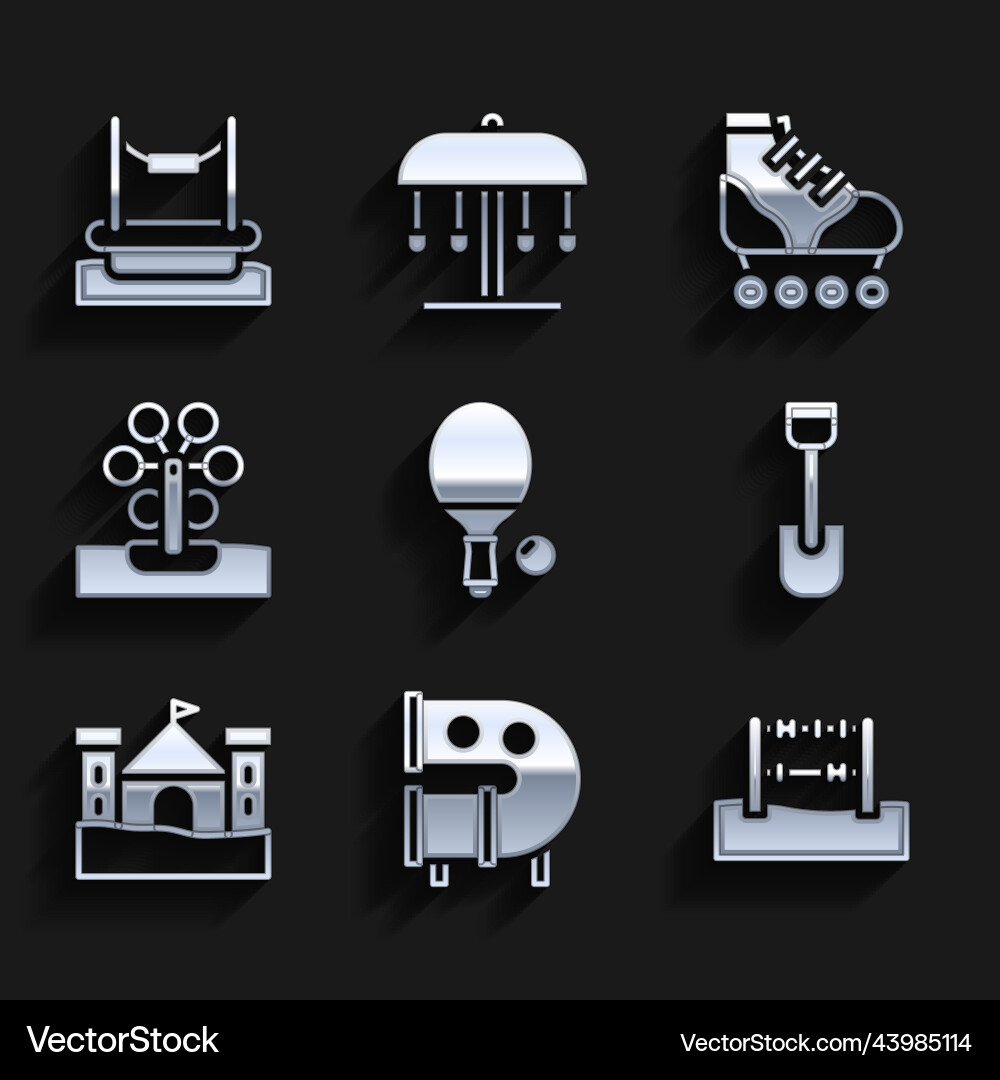 Set racket and ball kid playground slide pipe Vector Image