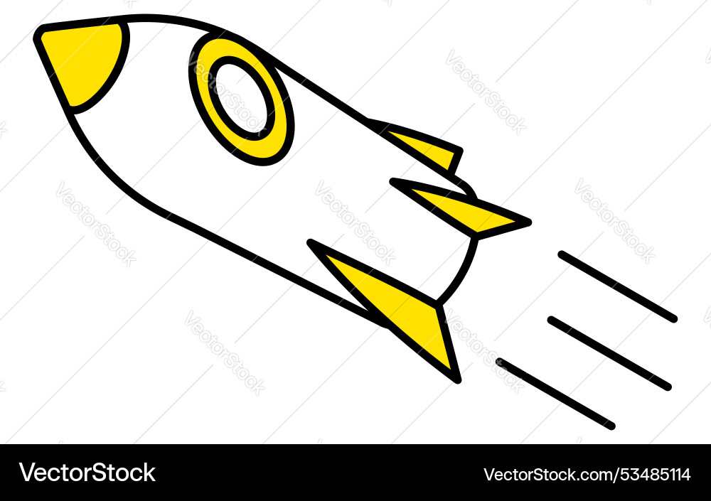 Simple line drawing of a rocket isometric Vector Image