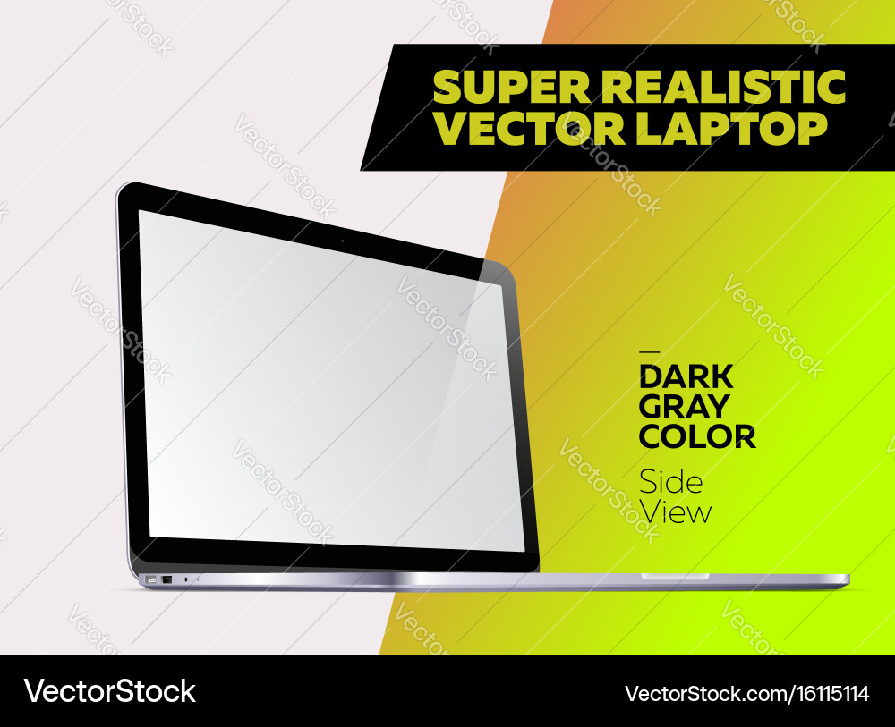 Super realistic notebook with blank screen Vector Image