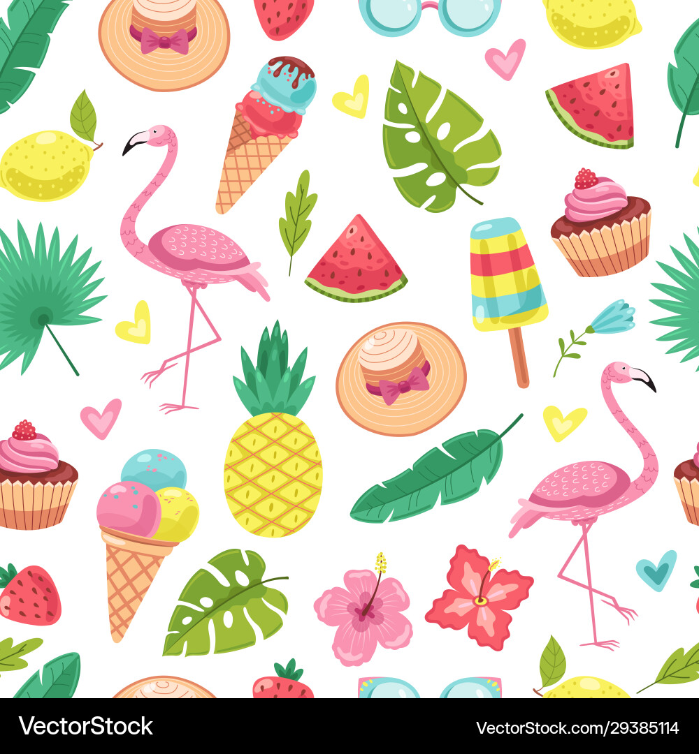 Tropical Flamingo Summer Pattern vector image
