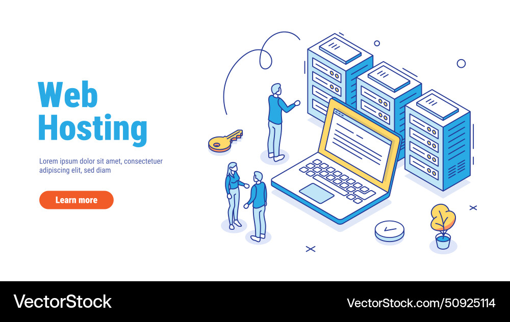 Web hosting or server outline isometric Web hosting or server outline isometric vector image