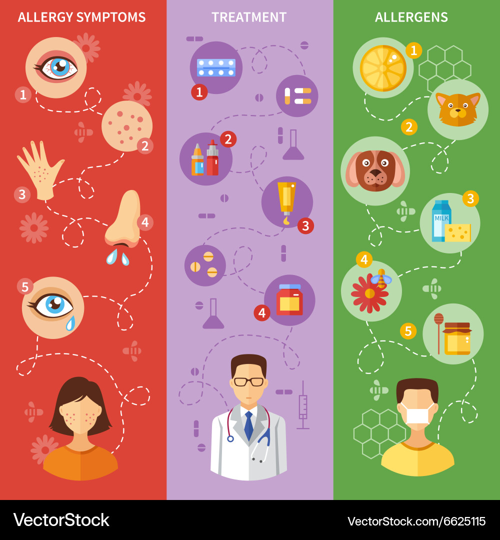 Allergy Symptoms Banner Set Vector Image