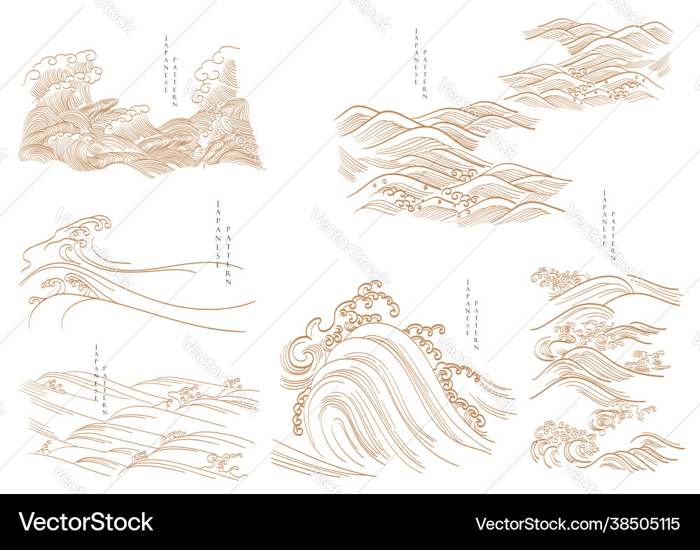 Chinese hand drawn ocean sea decoration icon Chinese hand drawn ocean sea decoration icon vector image