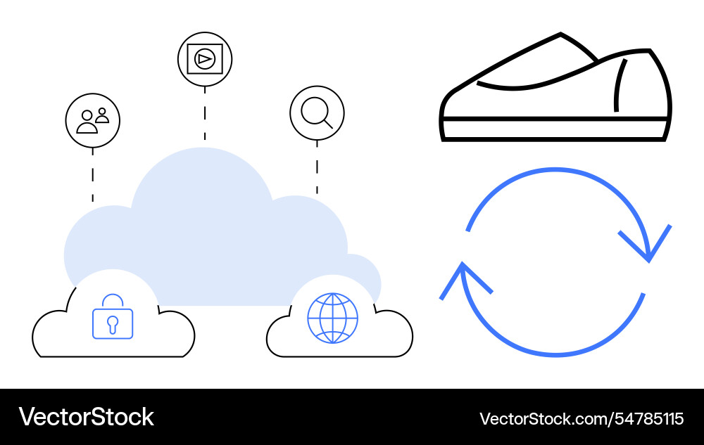 Cloud Computing-Diagramm mit Security Networking Cloud Computing-Diagramm mit Security Networking vektorbild