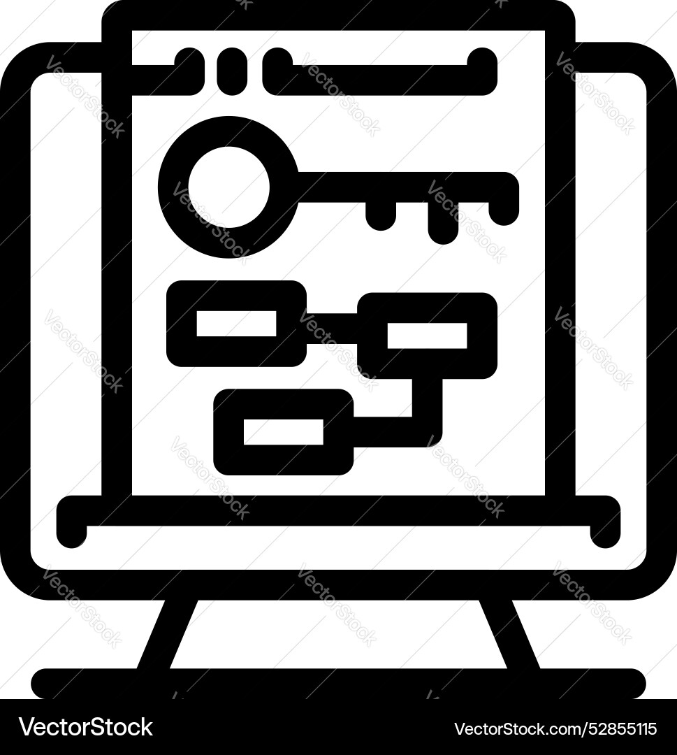 Computer showing keyword research with key icon Vector Image