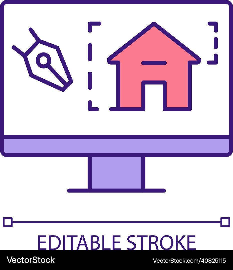 Creating virtual model of house rgb color icon Creating virtual model of house rgb color icon Vector Image