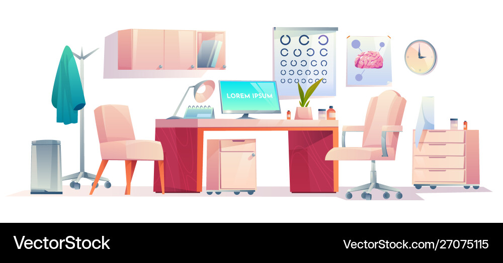 Doctor therapist office stuff set equipment room vector image