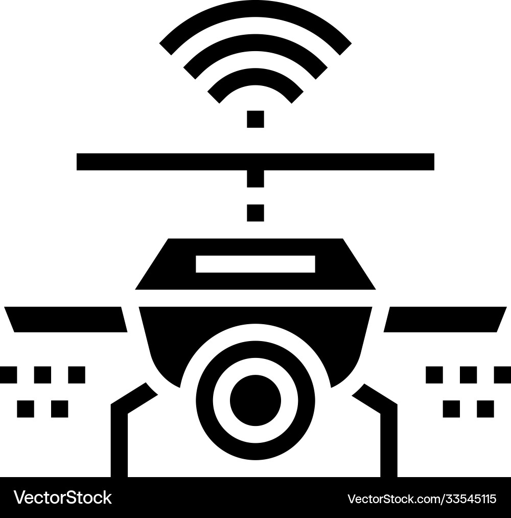 Drone with wifi and camera glyph icon Vector Image