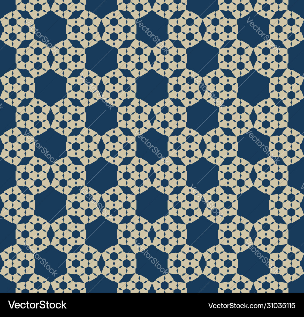Geometric hexagons seamless luxury pattern blue Vector Image