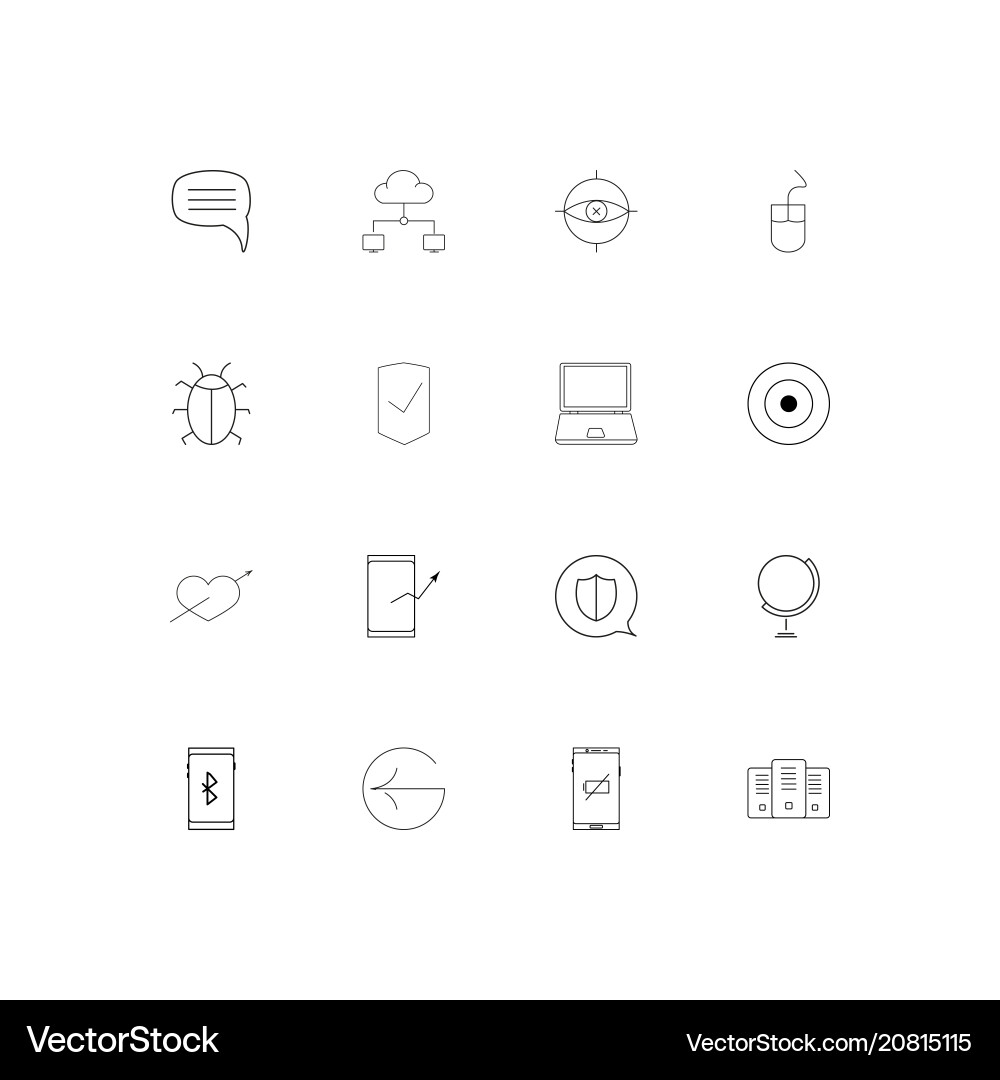 Internet technologies linear thin icons set Vector Image