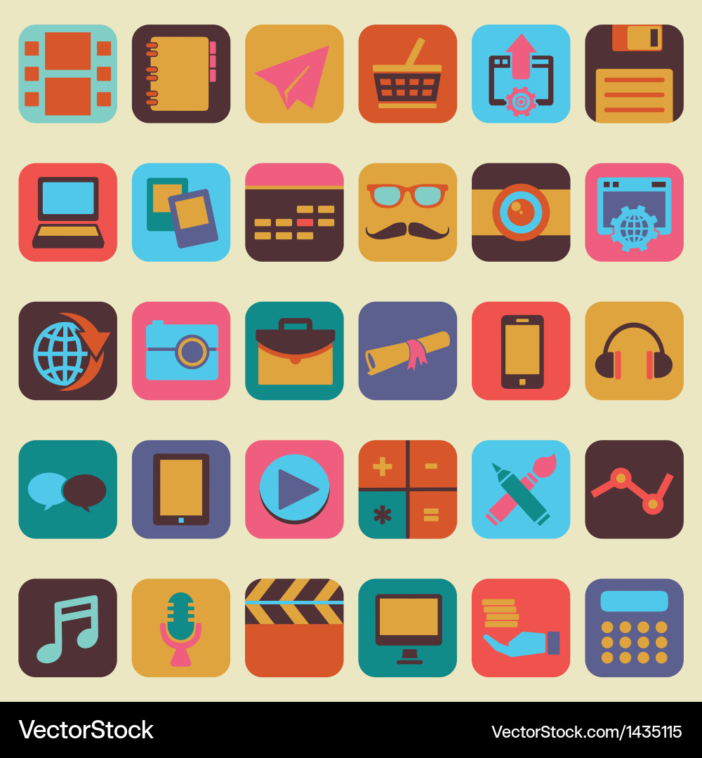 Modern Button Icon Set vector image