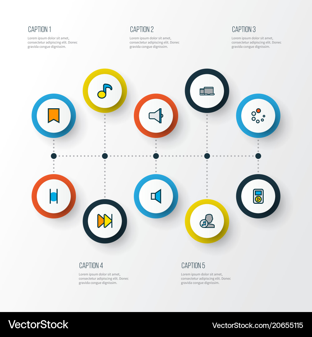Multimedia icons colored line set with loading vector image