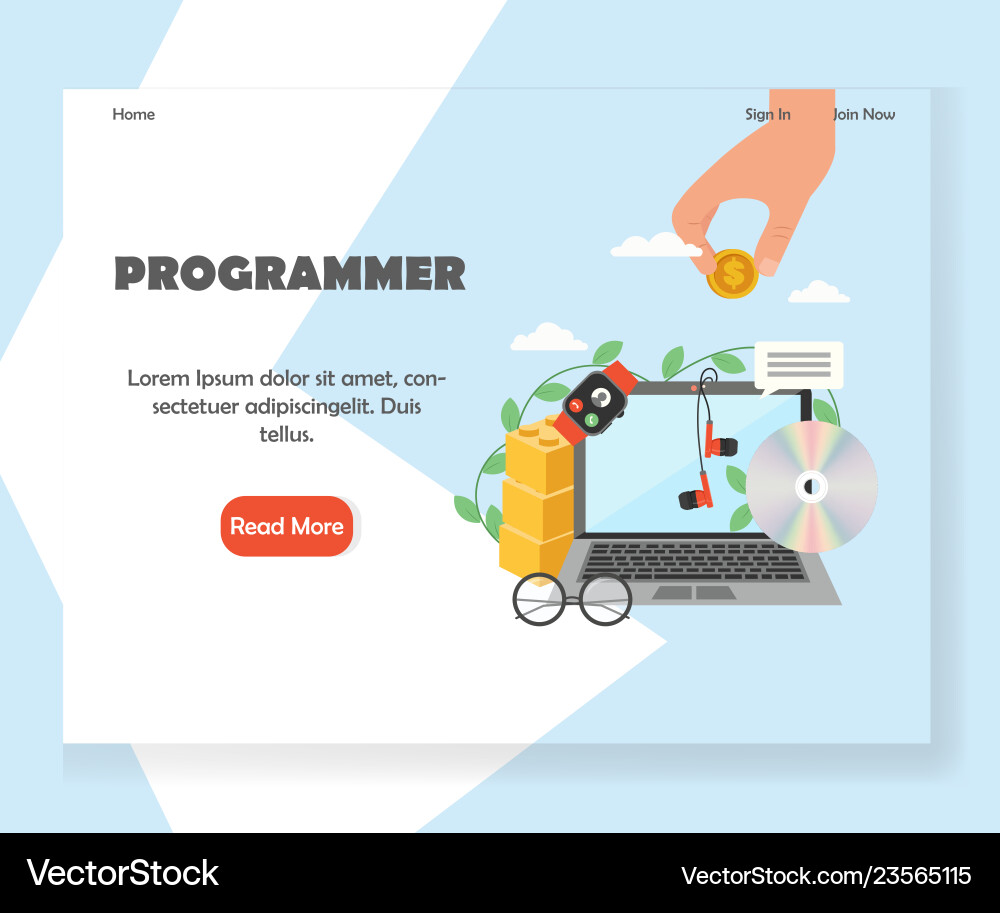 Programmer Website Landing Page Design Programmer Website Landing Page Design vektorbild