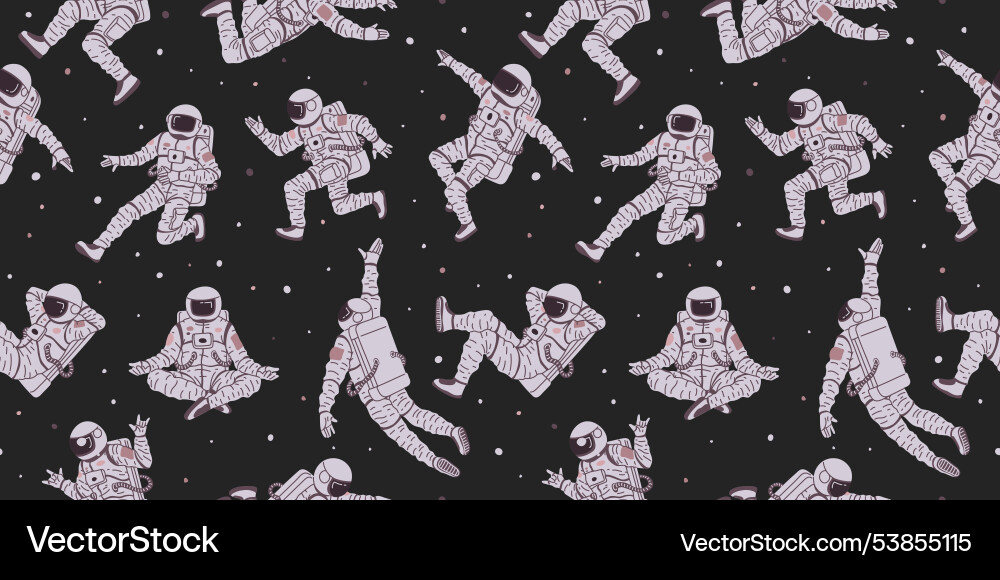 Seamless pattern with astronauts in flight Seamless pattern with astronauts in flight vector image