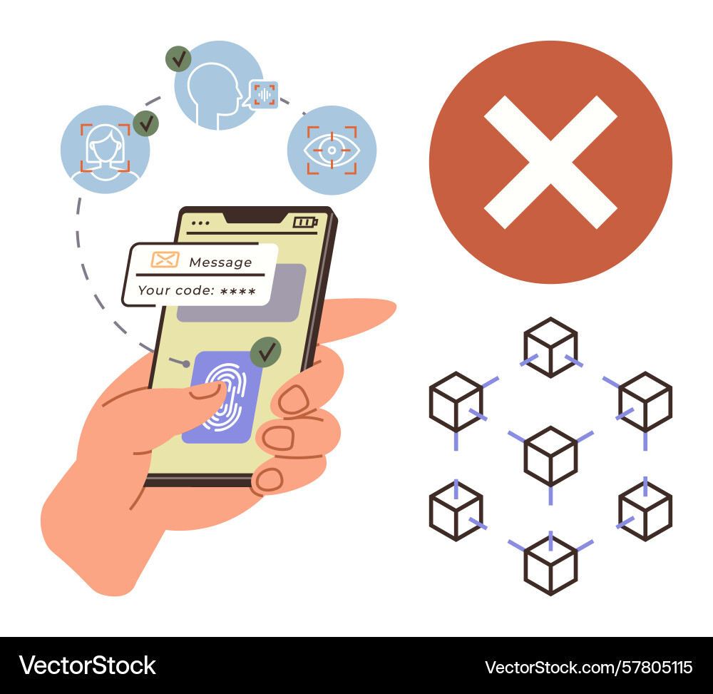 Smartphone authentication with biometric Smartphone authentication with biometric vector image