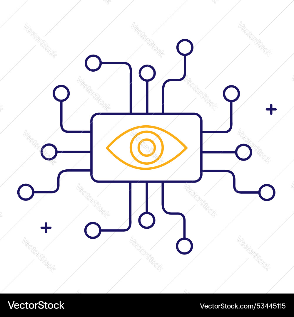 Visual detection and machine learning icon design vector image