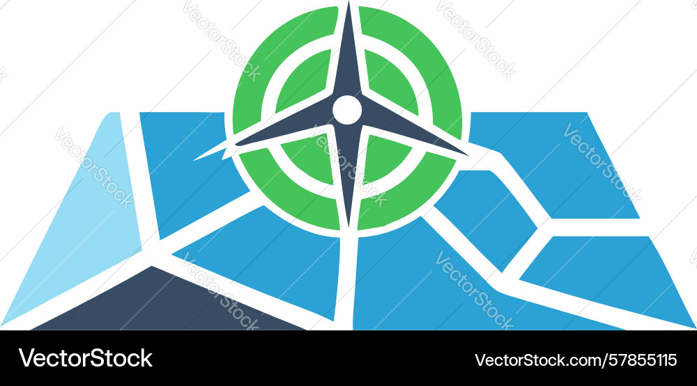 Wind turbine location pin on abstract map design vector image