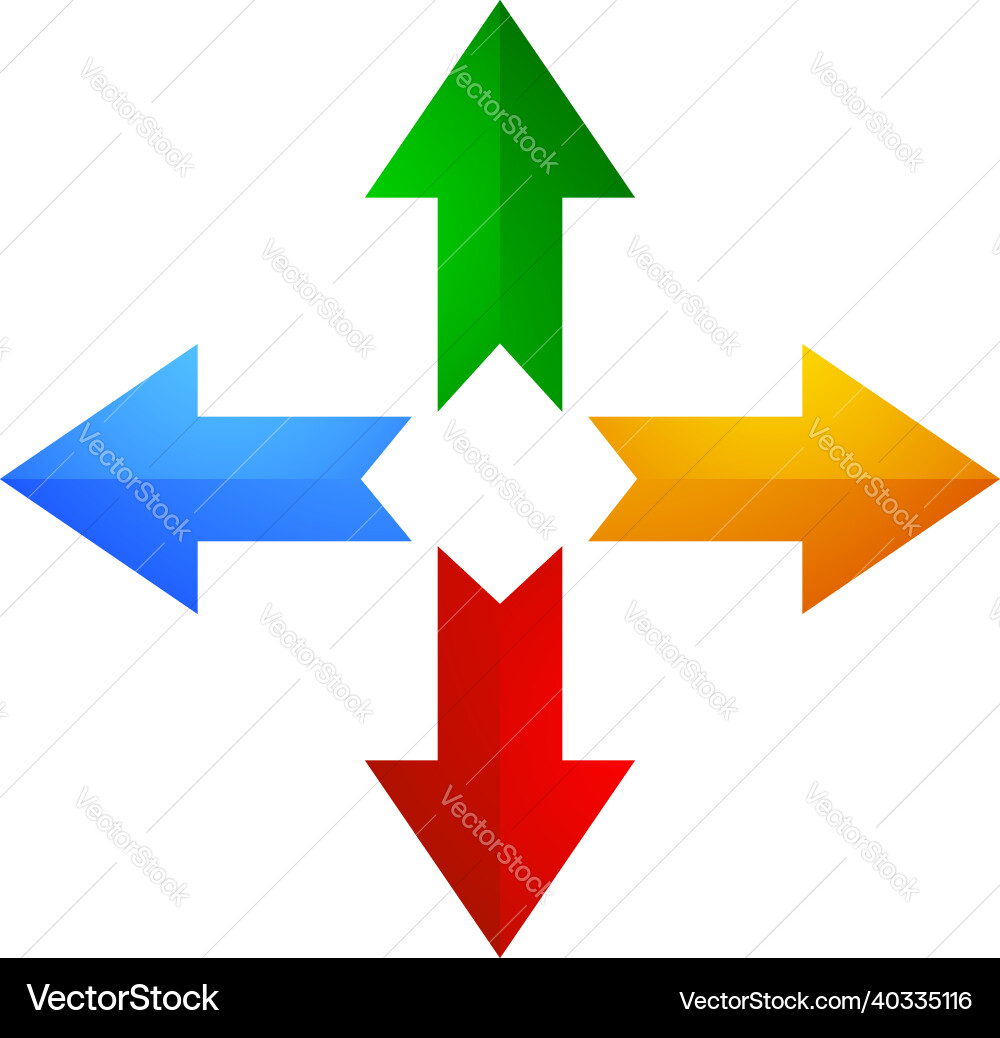 4-way arrows pointers cursors shapes Vector Image