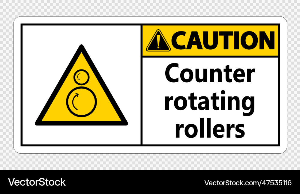 Caution counter rotating rollers sign Vector Image