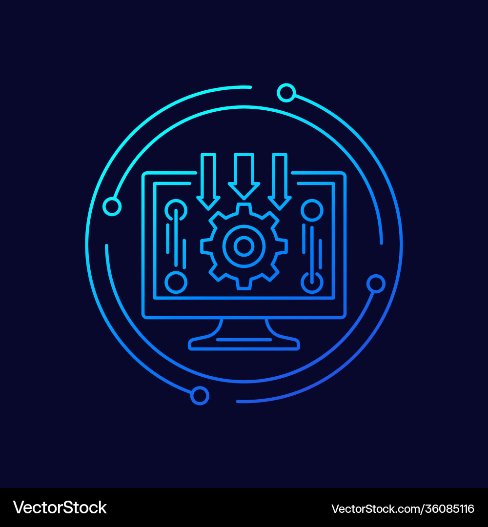 Data processing icon with computer line Vector Image