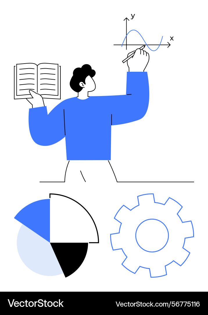Educator explains statistical data with charts Educator explains statistical data with charts vector image