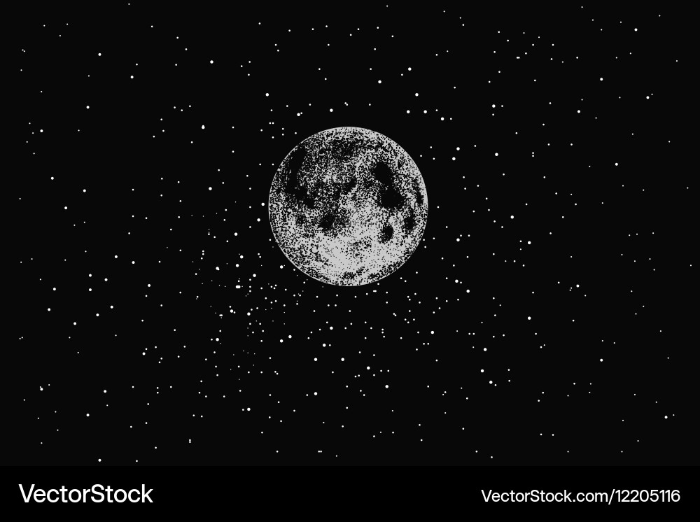 Full moon in outer space Royalty Free Vector Image