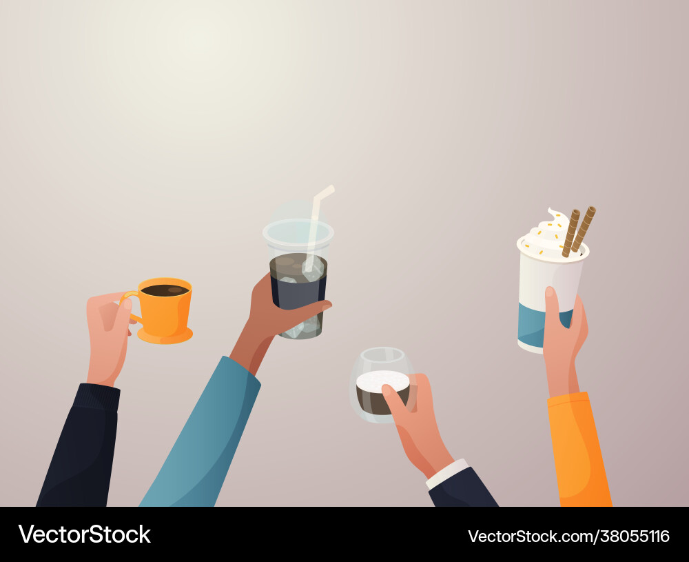 Hände mit Kaffeetassen Freundschaft Schwesterschaft Hände mit Kaffeetassen Freundschaft Schwesterschaft vektorbild