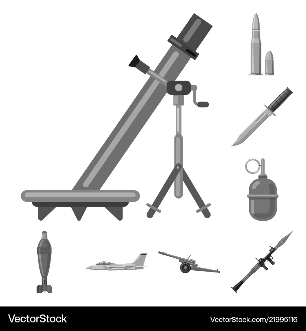 Isolated object of weapon and gun sign set vector image