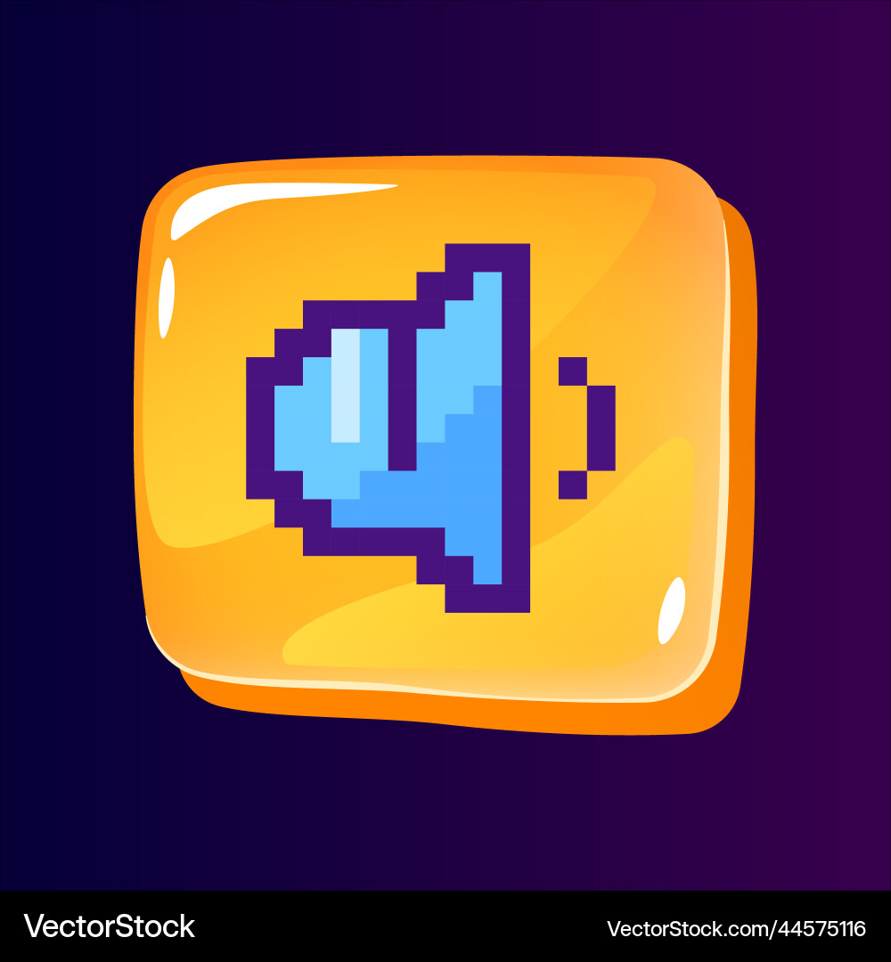 Low sound glossy ui button with pixelated color Low sound glossy ui button with pixelated color vector image