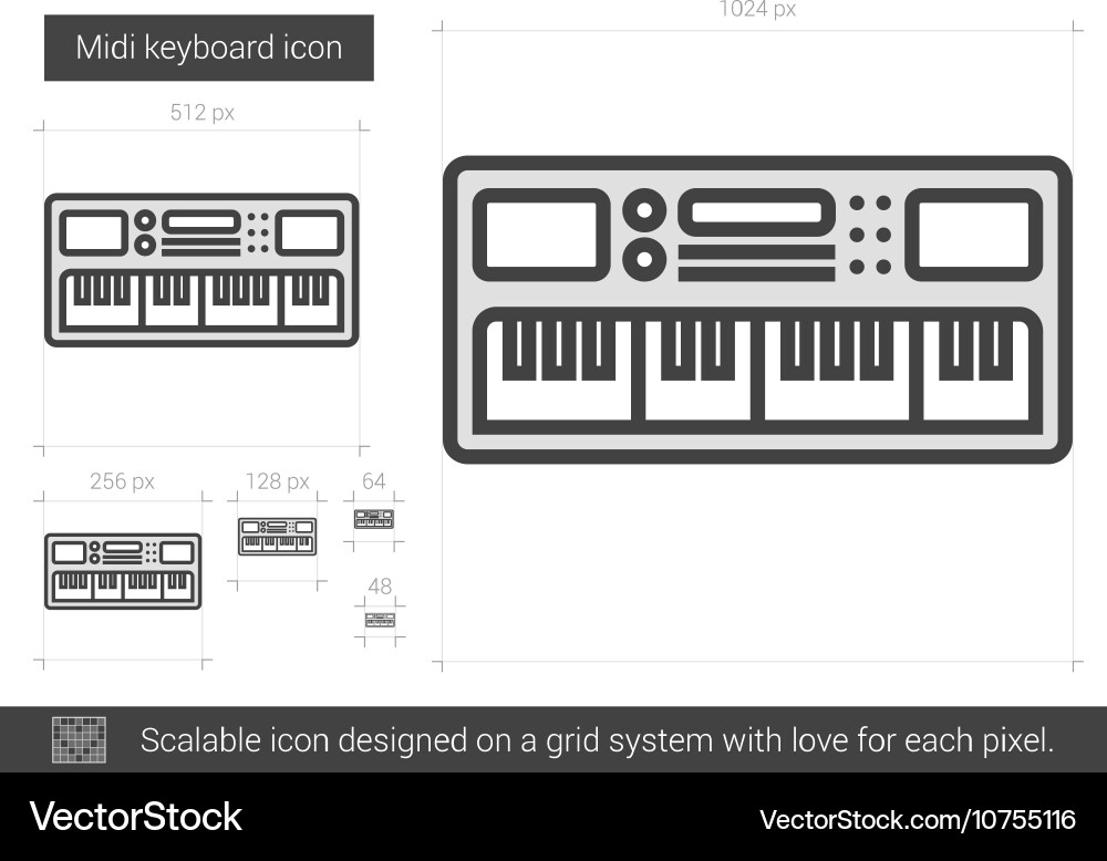 Midi keyboard line icon Vector Image