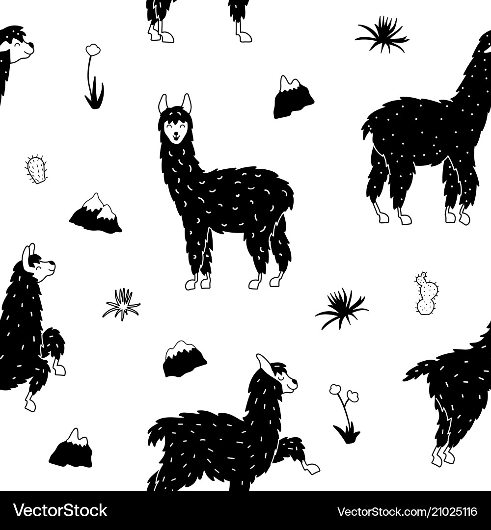 Seamless pattern with llama Vector Image