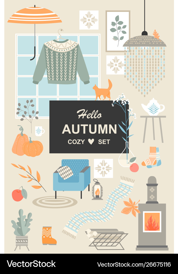 Set cute objects in scandinavian Vector Image