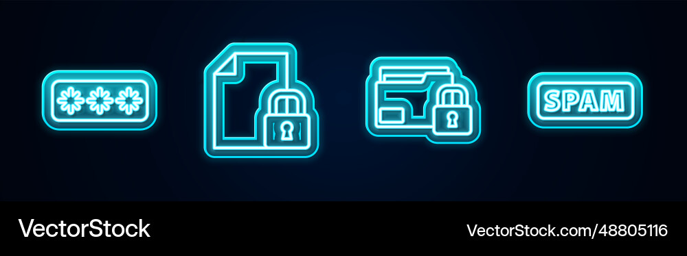 Set line password protection document and lock Set line password protection document and lock vector image