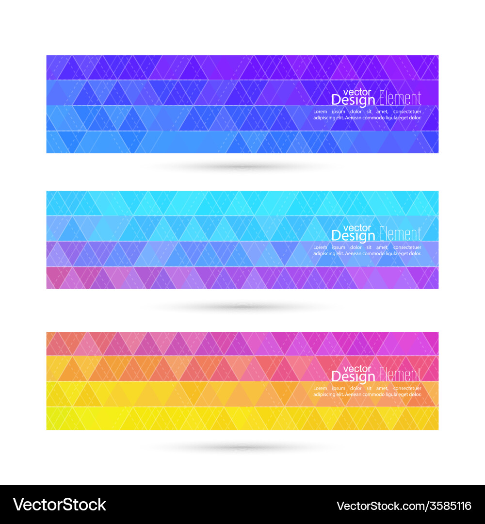 Set of banners with triangles and polygon mesh vector image