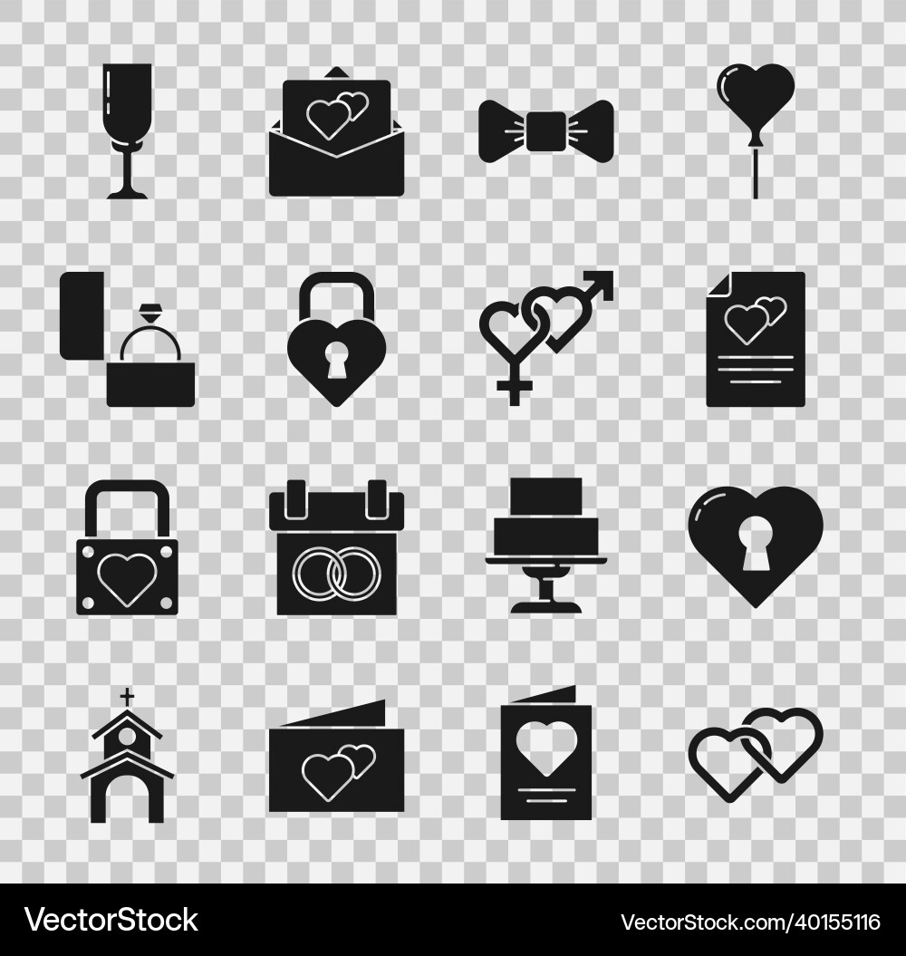 Set two linked hearts with keyhole greeting card Vector Image