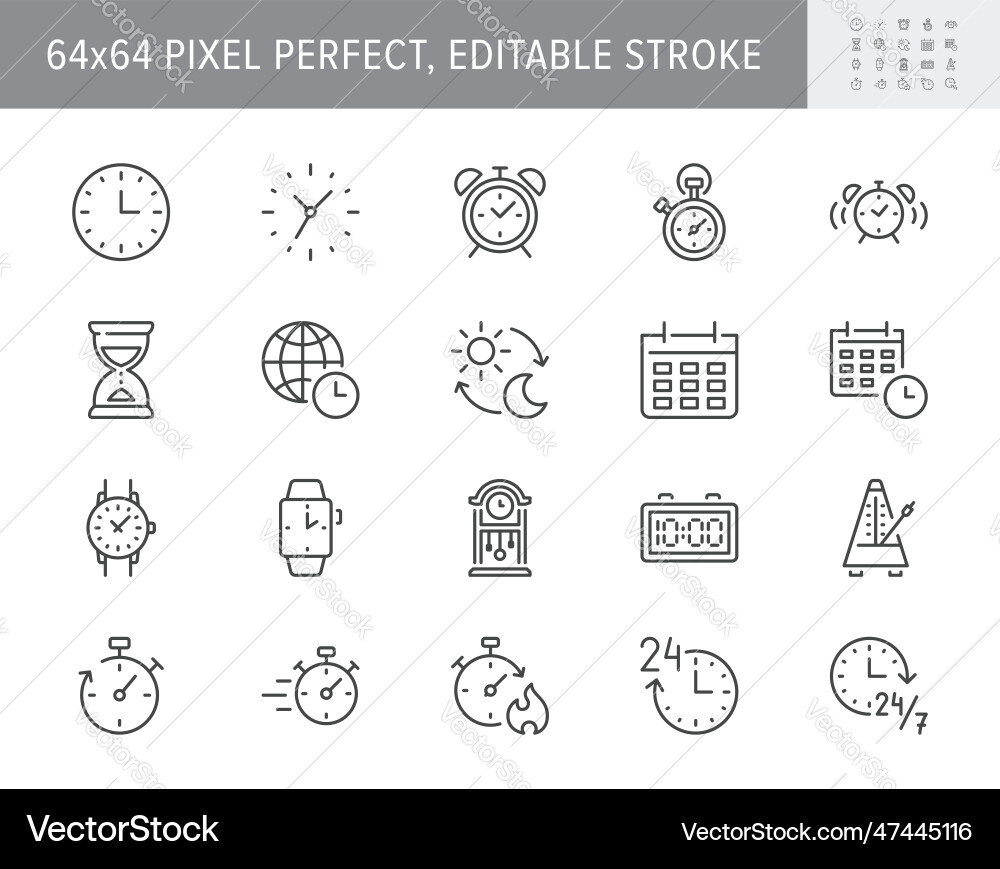 Time Line Icons - Clock & Schedule vector image