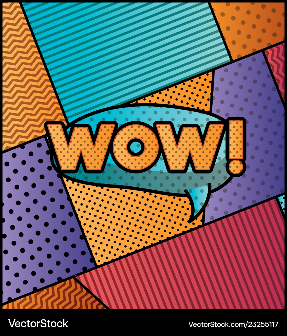 Expression bubble with wow pop art style Vector Image