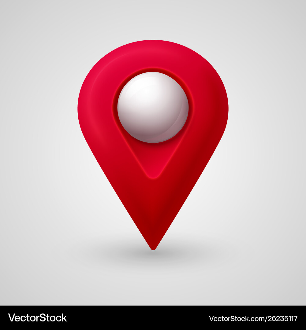 Map location pointer 3d pin with glowing glass Map location pointer 3d pin with glowing glass vector image