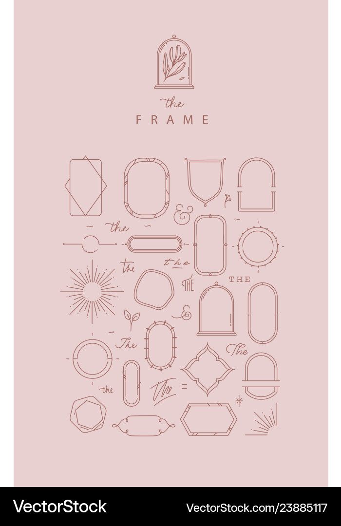 Modern frames and elements rose beige vector image