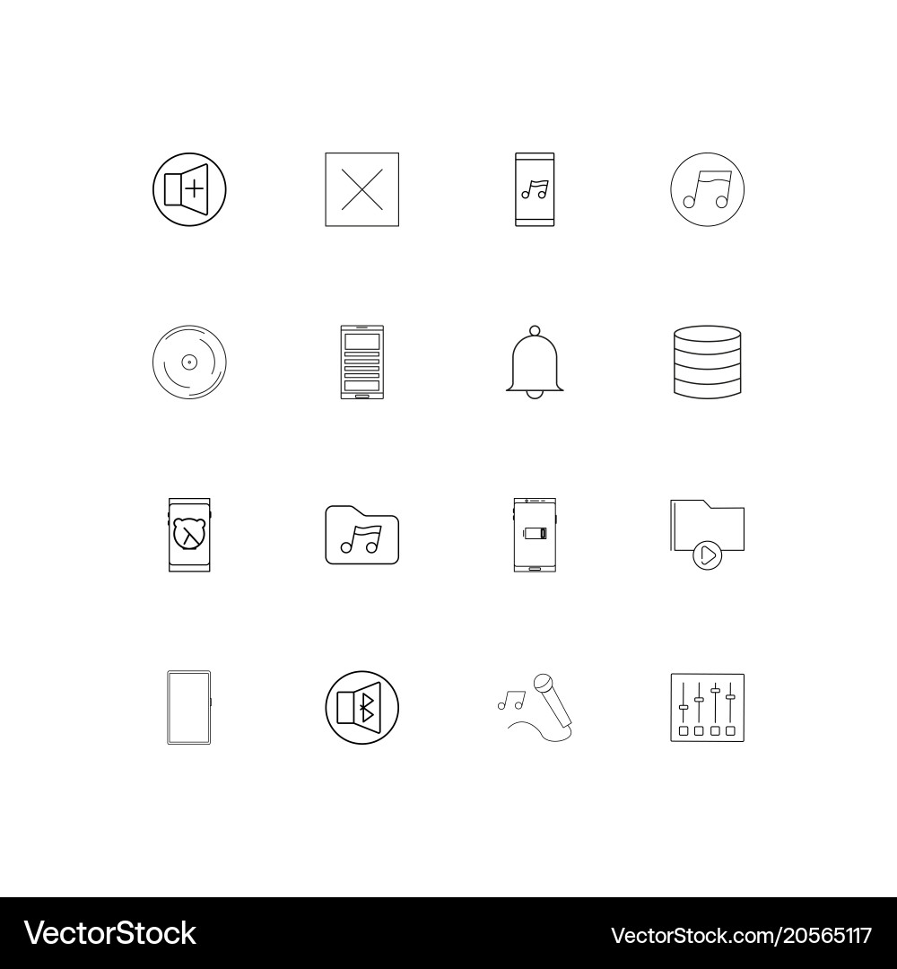 Music simple linear icons set outlined vector image