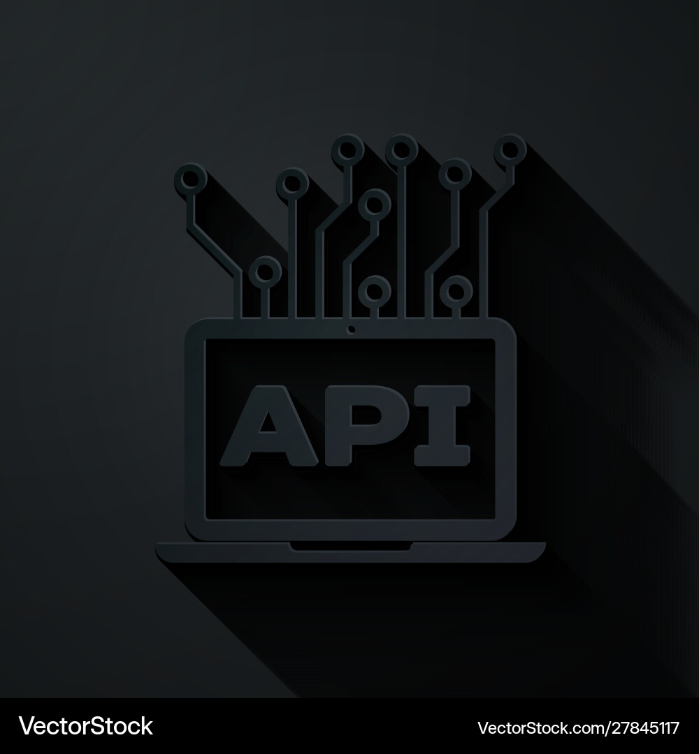 Paper cut computer api interface icon isolated Paper cut computer api interface icon isolated vector image